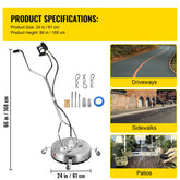 Flat Surface Cleaner Pressure Washer 24 inch 4000 PSI Dual Handle